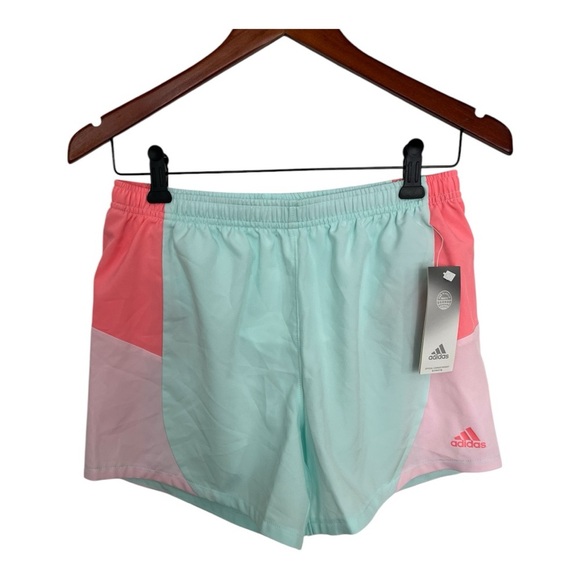 NWT Adidas girl Colorblock Shorts Pink and Mint size XL - Picture 1 of 5